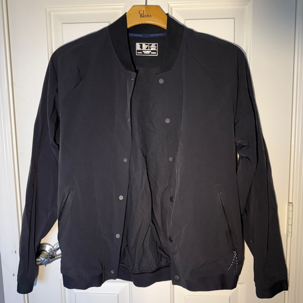 New Balance Black Bomber Jacket with Ribbed Details